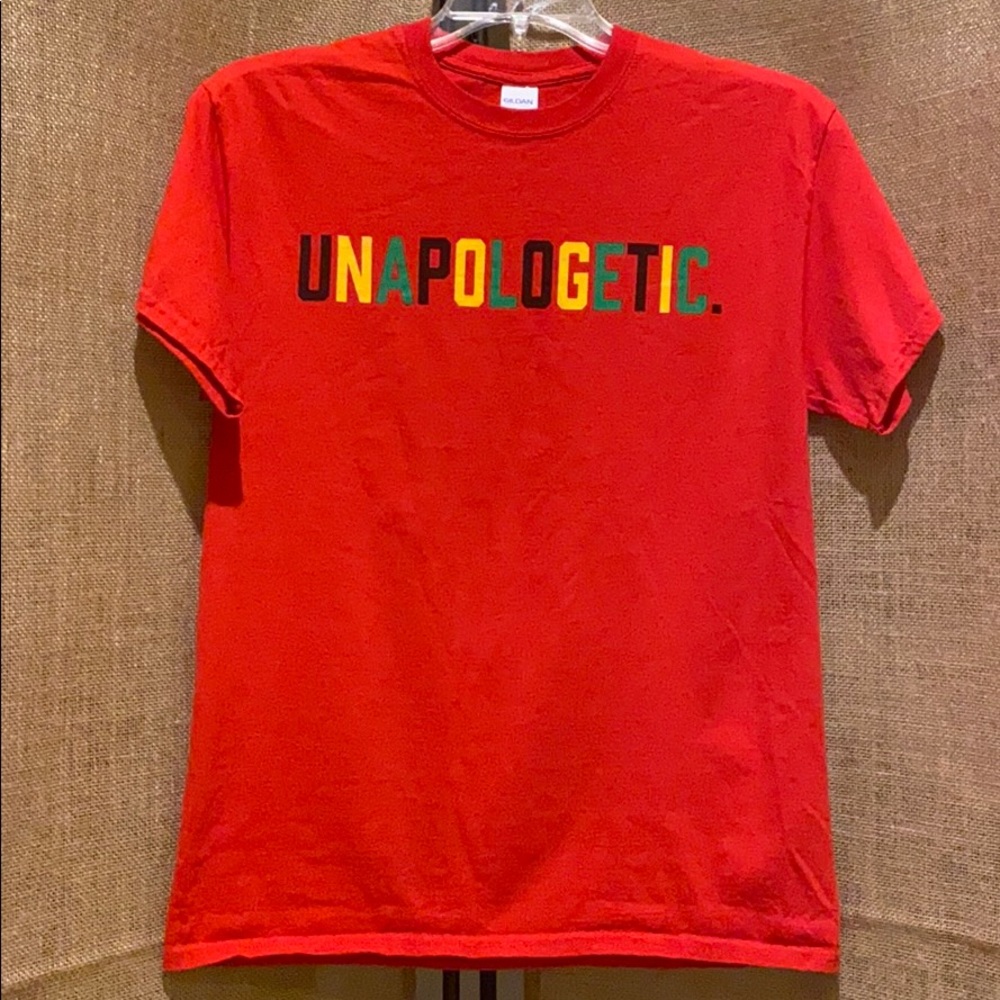 Red “Unapologetic” short sleeve tee